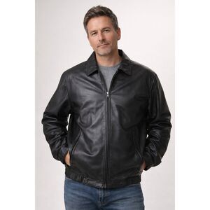Wilson’s Leather Pelle Studio Jacket XL Black Zip Bomber Genuine Leather